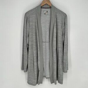 Muk Luks Womens Open Front Cardigan Sweater Size XL Gray Long Sleeve Comfy Cozy